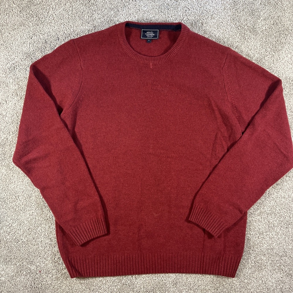 John Lewis  Wool Cashmere‎ Blend Pullover Over Knit Sweater Red LG-Made In Italy